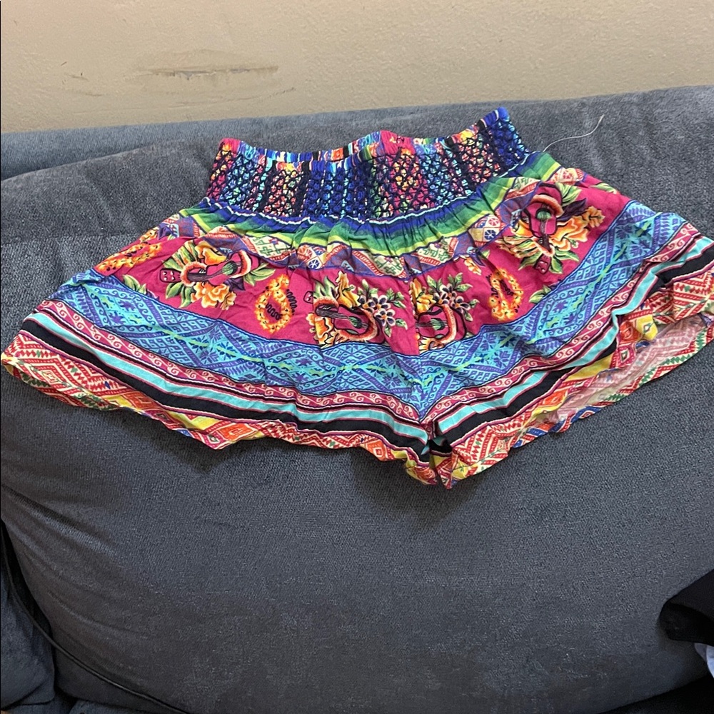 Ralph Lauren Polo Girls Hawaiian Floral Smocked Waist Pleated Shorts  $45